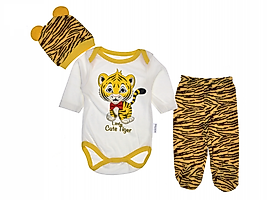 Kaplan Baskılı Şapkalı Üçlü Zıbın Set