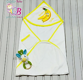Muz desenli keseli bebek havlu