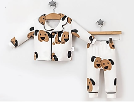 Sevimli köpek desenli yakalı bebek pijama takım
