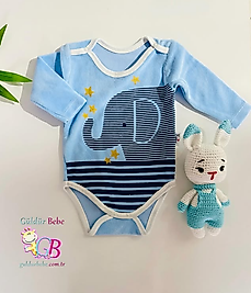 Yıldız fil desenli polar çıtçıtlı bebek zıbın