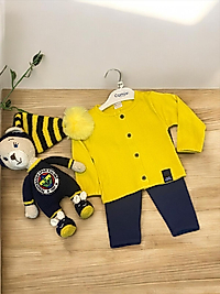 Ribanalı Önden Düğmeli  Ünisex 2’li Bebek Takım