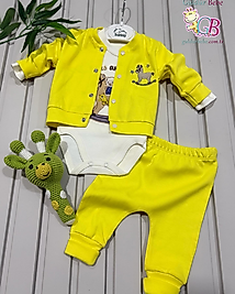 At nakışlı Hırkalı üçlü ünisex bebek takım