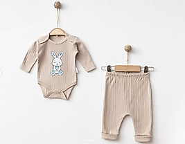 Tavşan baskılı raporlu erkek bebek takım