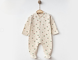 Kiraz desenli ayaklı bebek tulum