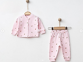 Lale desenli raporlu kız bebek pijama takım