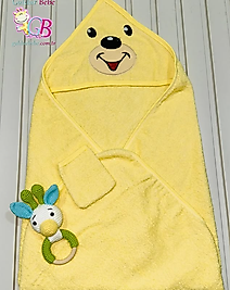 Sevimli gülen panda desenli keseli bebek havlu