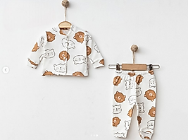 Ayıcık desenli raporlu bebek pijama takım