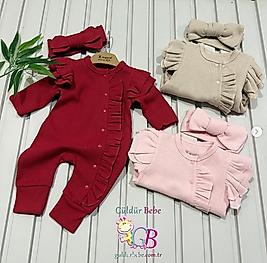 Bandanalı Kendinden Eldivenli Fırfırlı  Tulum