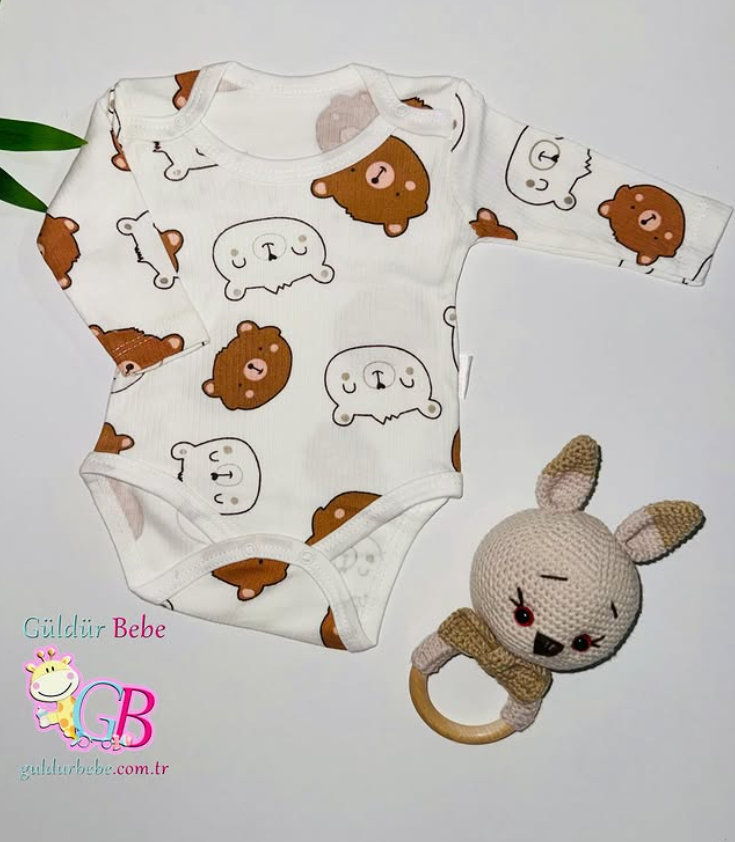 Ayıcık desenli raporlu bebek zıbın