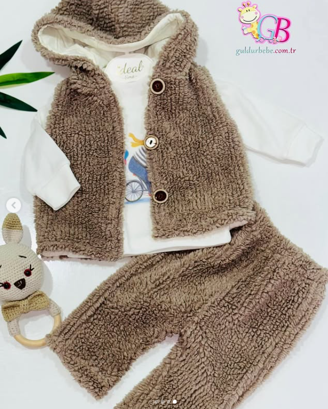 Welsoft yelekli 3’lü bebek takım