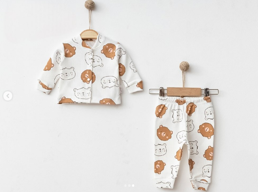 Ayıcık desenli raporlu bebek pijama takım
