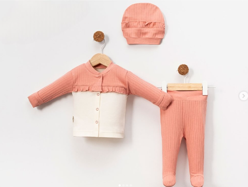 Fırfır detaylı 3’lü zıbın set