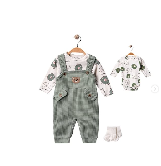 Ayıcık desenli erkek bebek tulum